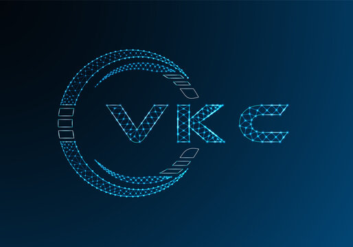 VKC low poly letter logo vector design. VKC lower poly logo design. Low poly logo.