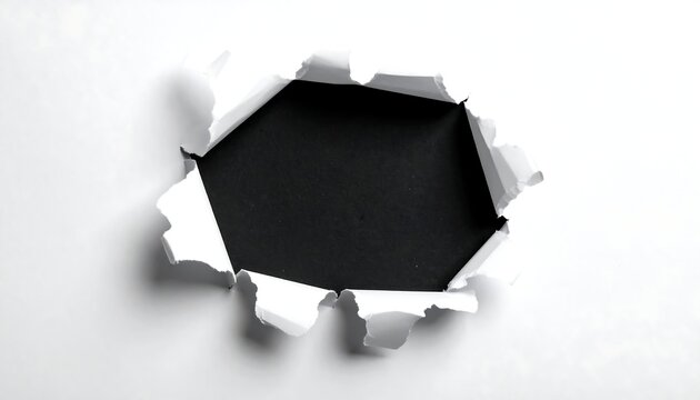 A black hole in a white background with torn edges