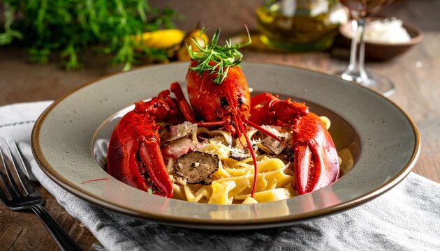 Tr&uuml;ffel-Kokos-Pasta mit Languste