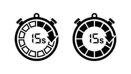 Fototapeta premium 15 Second Timer Stopwatch Icon Vector Illustration