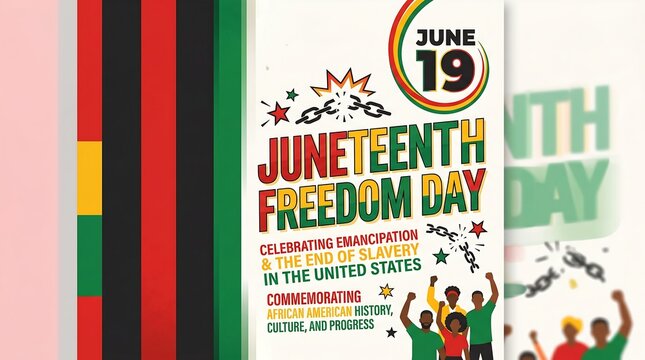 Juneteenth Freedom Day poster, celebrating emancipation and the end of slavery, African American history and culture commemoration flyer
