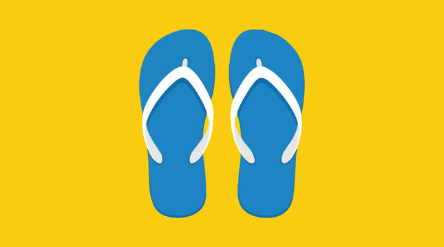 Blue flip-flops on bright yellow background vector illustration