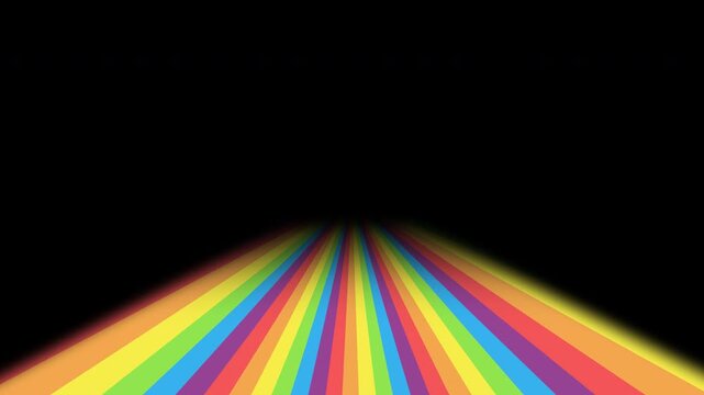 Animated rainbow rays revealing and rotating on transparent alpha channel background. Colorful LGBTQ pride spectrum lines motion graphic for social media transition and video overlay