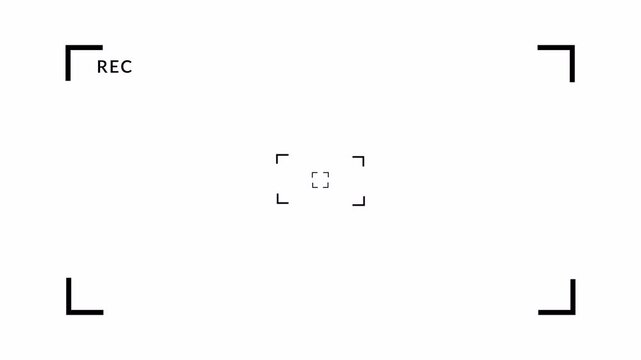 Camera viewfinder overlay on transparent background , focus frame overlay, video recording interface, cinematic camera screen, REC indicator animation with Alpha Channel in 4K