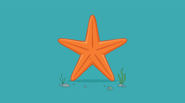 Orange Starfish Illustration on a Teal Underwater Background
