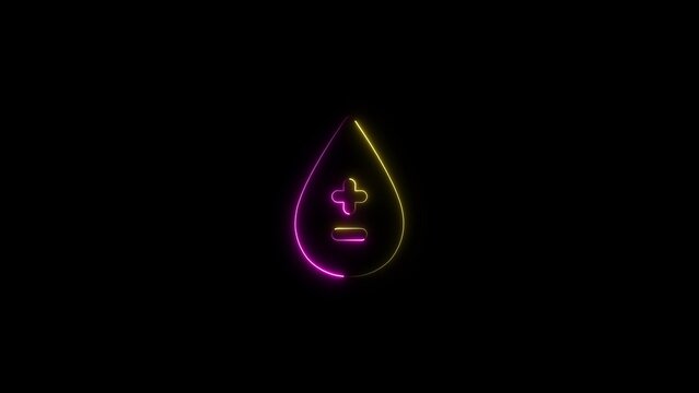 Neon image glowing drop icon yellow and purple with abstract minimalist electric technology luminous creative