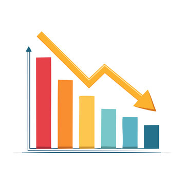 Bar chart showing a downtrend with an arrow