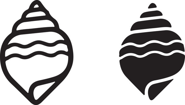 Black and white seashell icons