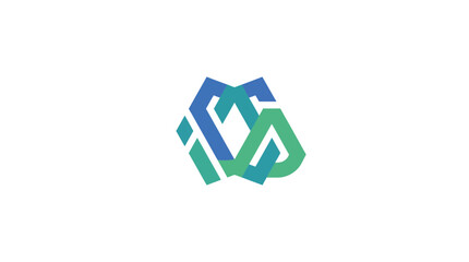Fototapeta premium Abstract green and blue interlocking letter logo.