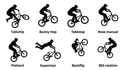 Obraz premium BMX bicycle tricks vector illustrations.