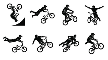 Obraz premium Silhouette illustrations of people riding bicycles.