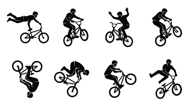 BMX riders performing various stunts and tricks.