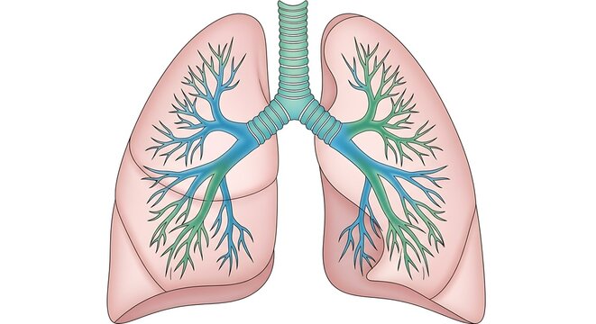 Human lungs with bronchial tubes illustration.