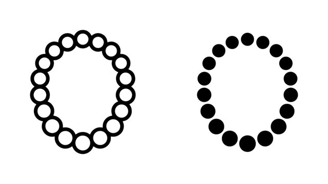 Circle of Pearls Icons, Round Jewelry Elements, Simple Bead Designs, Elegant Accessory Graphics