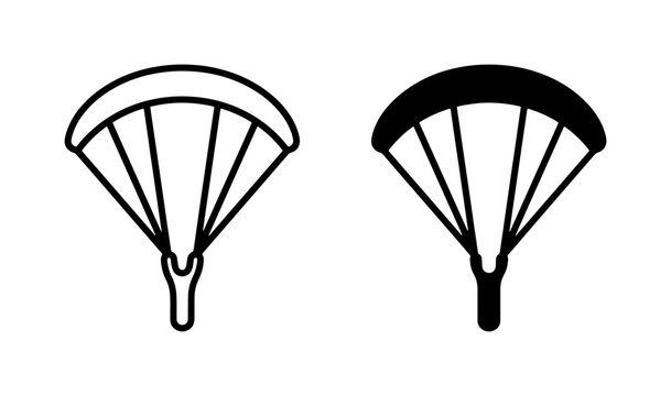 Parachute Icons, Skydiving Equipment, Aerial Sport Gear, Vector Graphics for Adventure and Travel