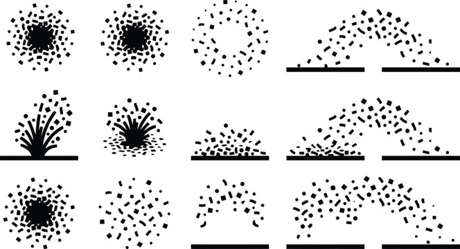 Abstract Black and White Graphics of Exploding Confetti and Particles failed error