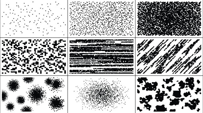 Abstract Black and White Textures and Patterns vector illustration