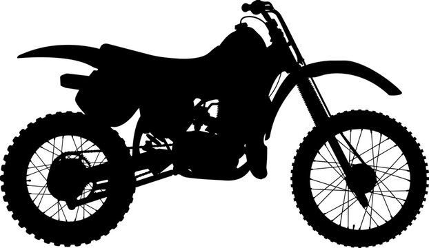 Vintage 1980s Motocross Off-road Motorcycle Vector Silhouette 