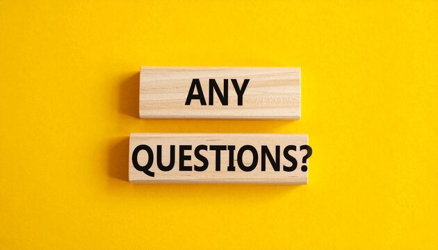 Wooden Blocks with Any Questions Text on Yellow Background Representing Inquiry and Engagement