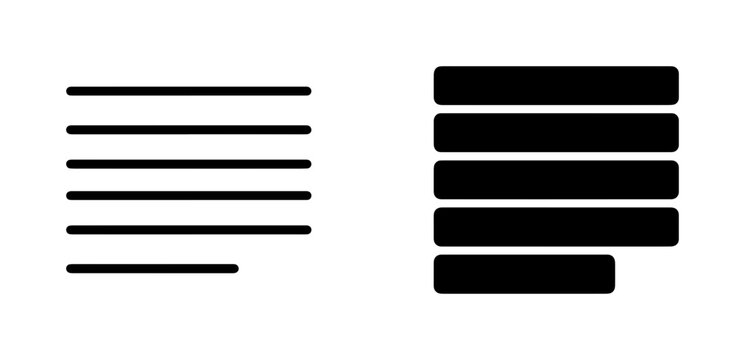 Text Alignment Icons, Left and Right Justification Symbols, Document Formatting Vector Graphics