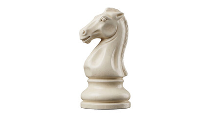 White chess knight piece isolated on transparent background for strategy and board games. © Isolated_png