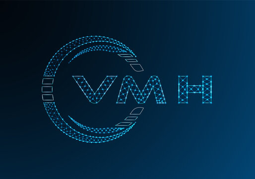 VMH low poly letter logo vector design. VMH lower poly logo design. Low poly logo.