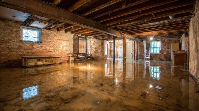 A stunning image of flooded basement due to snowmelt or a pipe burst highlights the challenges of water damage restoration.
