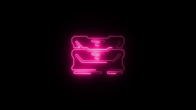 Neon image magenta ram computer memory module icon with computer technology hardware information computing