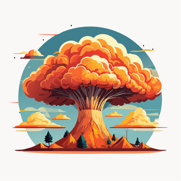 Mushroom Cloud Explosion Illustration