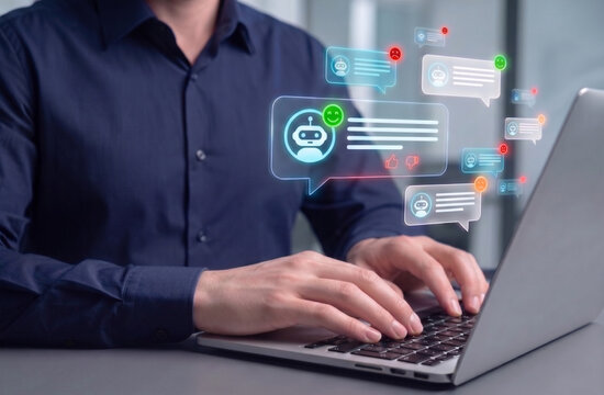 digital AI psychosis concept with chatbot notifications, smartphone mobile interface showing overload social media anxiety artificial intelligence addiction and online mental stress for modern technol