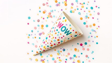Obraz premium Party hat with colorful confetti isolated on white background