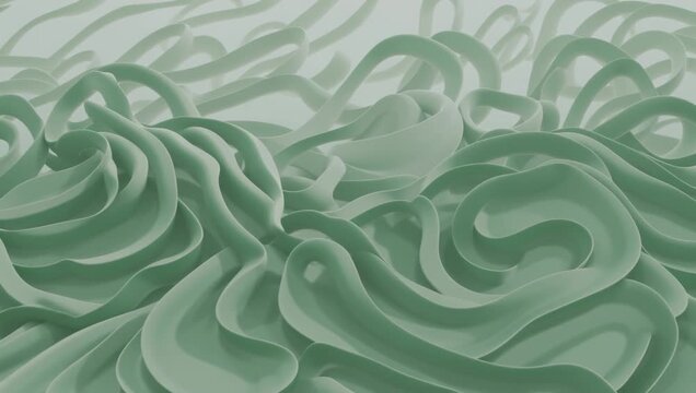 Abstract Emerald and Sage Green Wave Loop - Smooth Matte Luxury Ribbons Minimalist Tech Background
