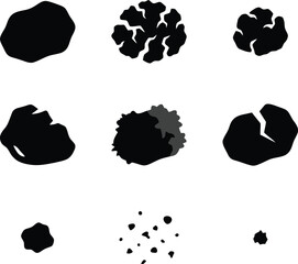 Black Silhouette Icons of Irregular Shapes Representing Rocks, Coal, or Organic Matter stone lump © Shahzad GFX