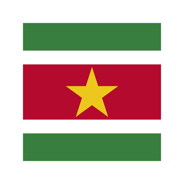Suriname Square Flag Icon High Quality National Flag Isolated on Transparent Background