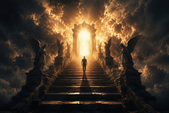 life after death, heaven, afterlife, spiritual, celestial, eternal life, divine light, paradise, peace, hope, soul, serenity, heavenly garden, golden light, faith, religion, spiritual journey, eternit