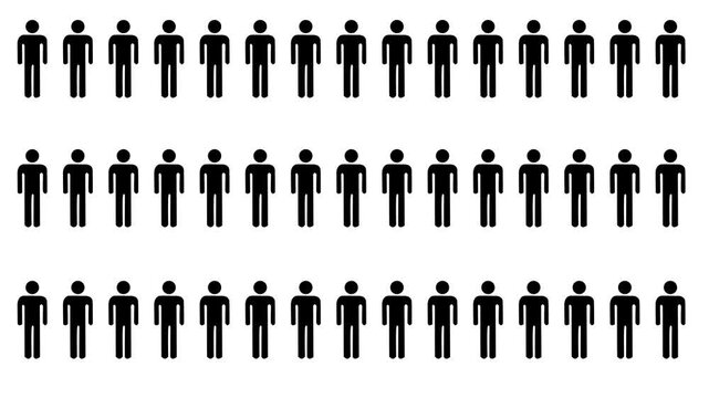 Minimalist Man Stick Figure Icons Row Line Up Motion Graphic