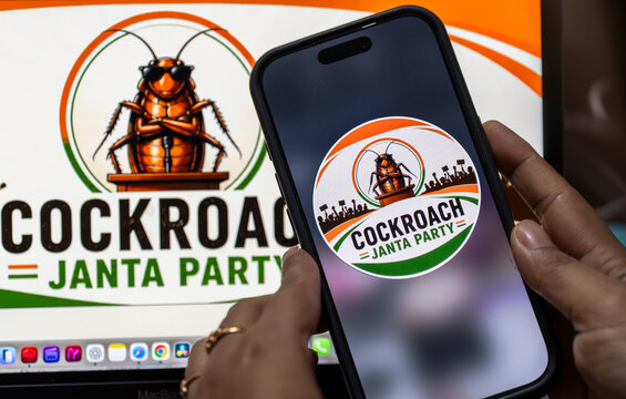 In this photo illustration a person browsing Cockroach Janata Party website in New Delhi, India on 4 June 2026.