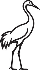 Obraz premium Majestic crane in outline silhouette on white background.