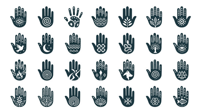 Collection of hands with various designs.