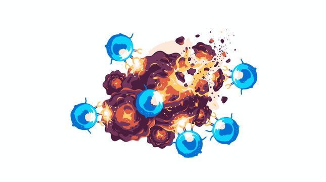 Blue and orange abstract explosion design.