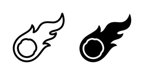 Meteor Icon Set, Comet Symbol, Space Object, Celestial Body, Astronomy Graphic, Cosmic Event, Simple Outline and Solid Black Vector © Kamruz