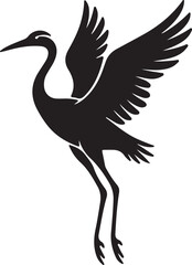 Obraz premium Majestic crane in silhouette on white background. 