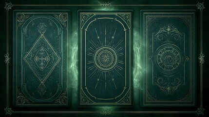 Mystical tarot card backs with glowing magical energy