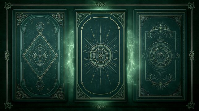 Mystical tarot card backs with glowing magical energy