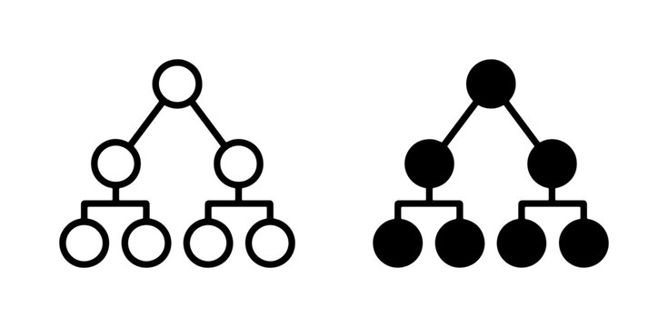 Binary Tree Icons, Data Structure Diagrams, Black and White Node Charts for Algorithms and Computer Science