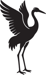 Obraz premium Majestic crane in silhouette on white background.