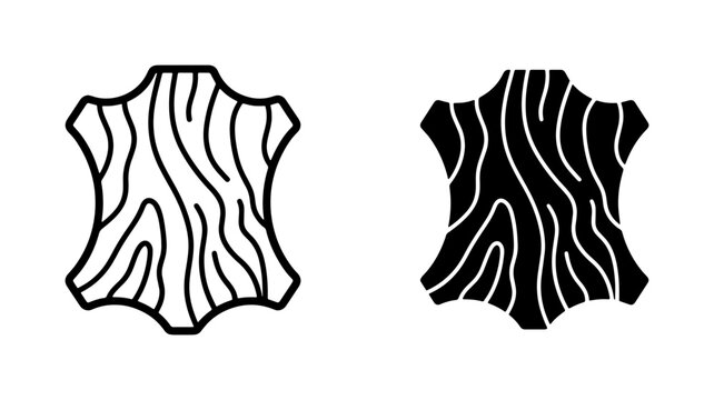 Leather Texture Icon Set, Animal Hide Symbol, Raw Material Vector Graphics for Crafting and Design