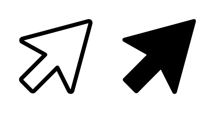 Cursor Icons Set: Black and White Pointer Arrows for Digital Navigation, Web Design Elements, User Interface Clicks