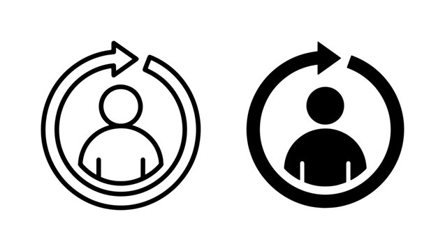Customer Loyalty Icons, Repeat Business Symbol, User Retention Graphic, Circular Arrow People Vector Set