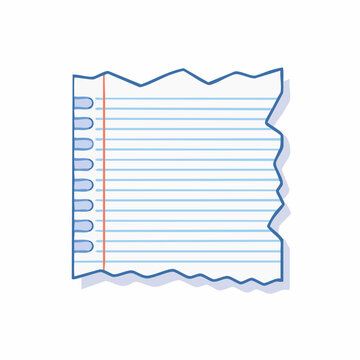 Torn Lined Paper with Blue Outline and Shadow